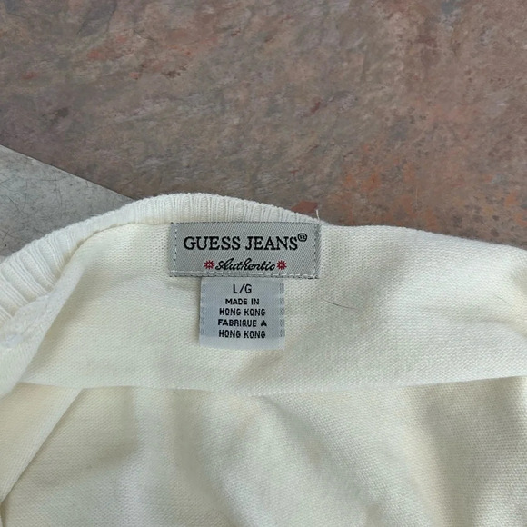Vintage Guess Rhinestone Button Cotton Cardigan Sweater L - Picture 7 of 11